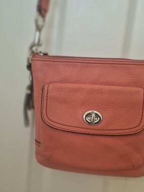 Coach Coral Pebbled Leather Turn-Lock Crossbody